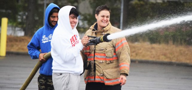High school students at Portland Fire and Rescue